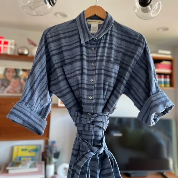 Mara Hoffman Blue Striped Organic Linen Jumpsuit - Picture 4 of 6